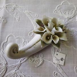 CORNUCOPIA PORCELLANA STILE CAPODIMONTE VINTAGE