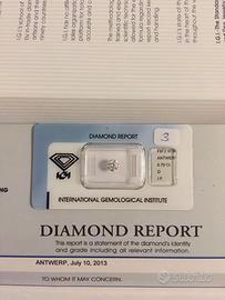 DIAMANTE NATURALE CERTIFICATO IGI 0.70 ct