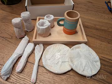 Gioco servizio da tè in legno per bambini età 3+