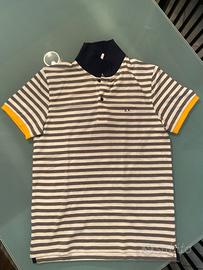 Polo a righe classiche blu e grigie