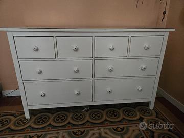 IKEA HEMNES  Cassettera como' bianco e top vetro