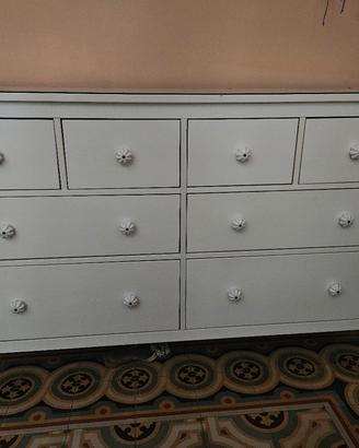 IKEA HEMNES  Cassettera como' bianco e top vetro