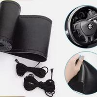 Coprivolante da cucire pelle nera misura diam 38cm