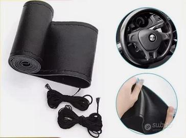 Coprivolante da cucire pelle nera misura diam 38cm