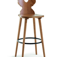 Sgabello tirolese in pino grezzo o abete