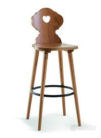 Sgabello tirolese in pino grezzo o abete