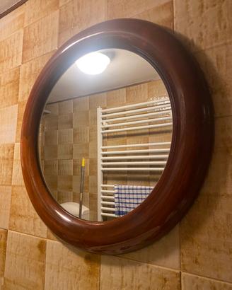 Specchio tondo Legno rotondo vintage Modernariato