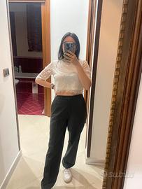 Maglia bianca crop pizzo