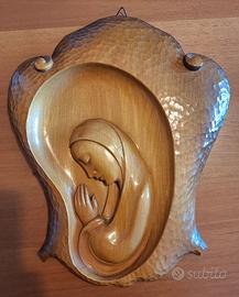 Madonna scolpita in legno Vergine Maria, vintage