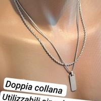 Collana doppia da uomo in acciaio inox e ciondolo