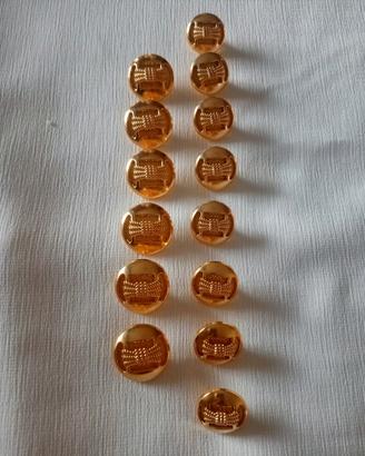 Lotto 14 Bottoni Vintage color Oro mm.20+mm.17