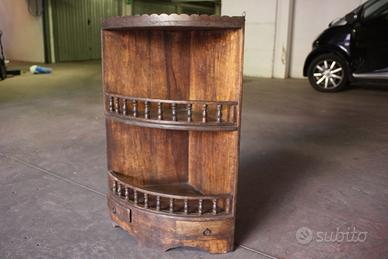 Etagere angolo in legno con 2 cassettini