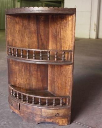 Etagere angolo in legno con 2 cassettini