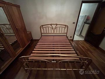 Letto matrimoniale in ottone + doghe
