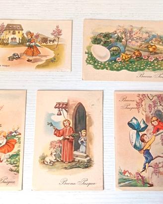 Lotto 5 cartoline Buona Pasqua anni ’50 –