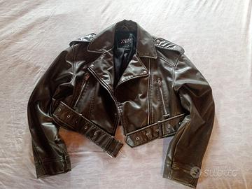 giubbotto biker effetto pelle