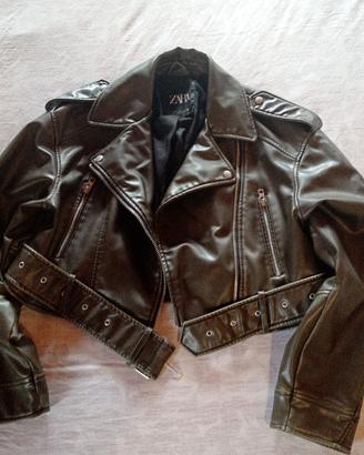 giubbotto biker effetto pelle