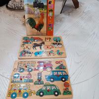 puzzle legno fattoria e libro musicale