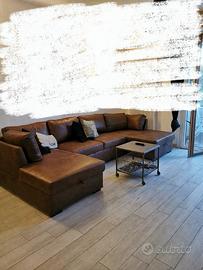 Divano letto 7 posti microfibra effetto pelle