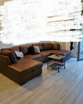 Divano letto 7 posti microfibra effetto pelle