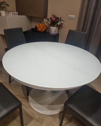 tabolo rotondo in vetro 120 cm allungabile 
