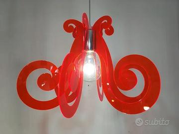 Lampadario moderno d.62 Mizar rosso fluo