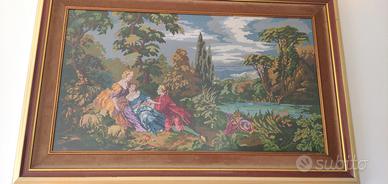 Quadro grande ricamato cornice di pregio