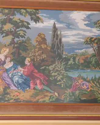 Quadro grande ricamato cornice di pregio