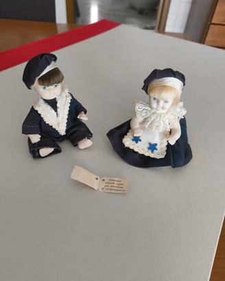 coppia bambole con porcellana di Capodimonte 
