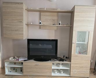 Parete attrezzata soggiorno color rovere chiaro