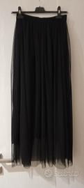 Gonna lunga nera tulle donna