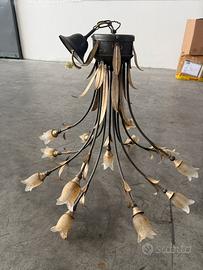 Lampadario ferro battuto e vetro di Murano 12 luci