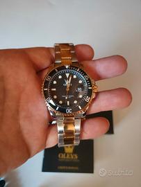 Orologio OLEVS al quarzo stile ROLEX, nero/oro!