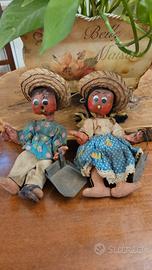 Antica Coppia Di Bambole Tradizionali Messicane 