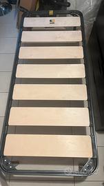 Letto singolo, rete a doghe Eminflex + materasso