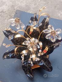  floreale in porcellana ,oro e cristalli