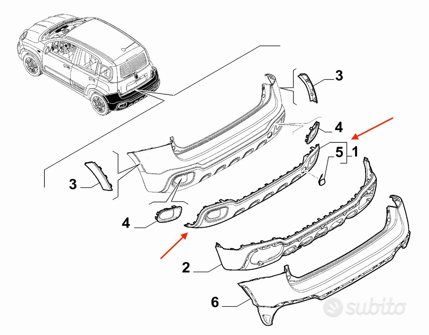 Modanatura Paraurti Anteriore Originale Fiat Panda