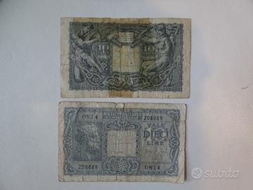 Banconota, Moneta di carta 10 Lire Italia 1944