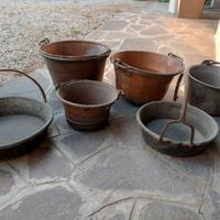antico pentolame in rame antichità 