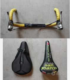 Manubrio bici da corsa + cambio Shimano + Sella