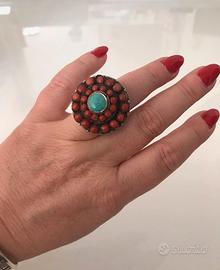 Anello   Argento 925 indiano Multi pietra Vintage