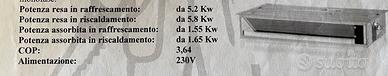 Pompa di calore canalizzata 18000 btu