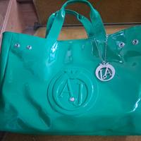 Borsa Armani jeans verde lucida