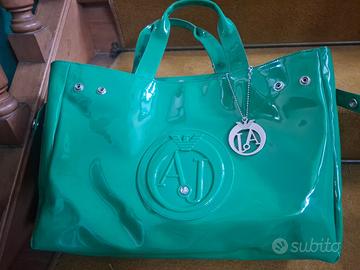 Borsa Armani jeans verde lucida