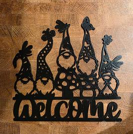 decorazione parete Welcome gnomi