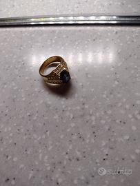 Anello oro 18 carati, zaffiro, brillanti