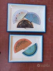 Quadri da esposizione con ventagli decorativi