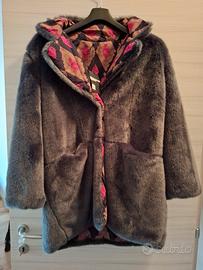 giacca ecologica pelliccia grigia taglia unica