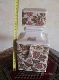 Bottiglia Vintage in ceramica e tessuto broccato 