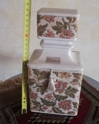 Bottiglia Vintage in ceramica e tessuto broccato 